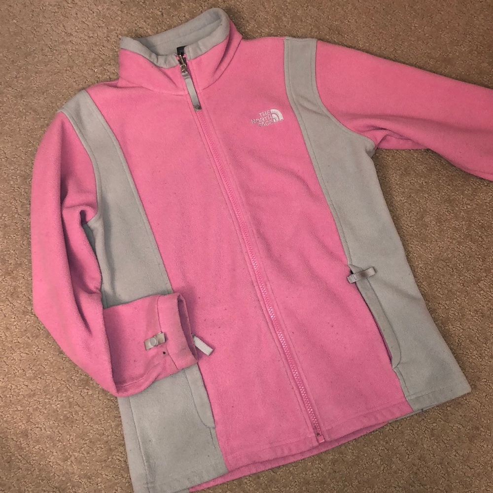 Pink and grey girls North Face jacket